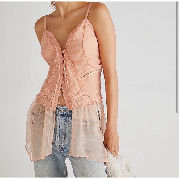 Free People Tops Free People Leah Chiffon Tunic size m - Picture 1 of 7